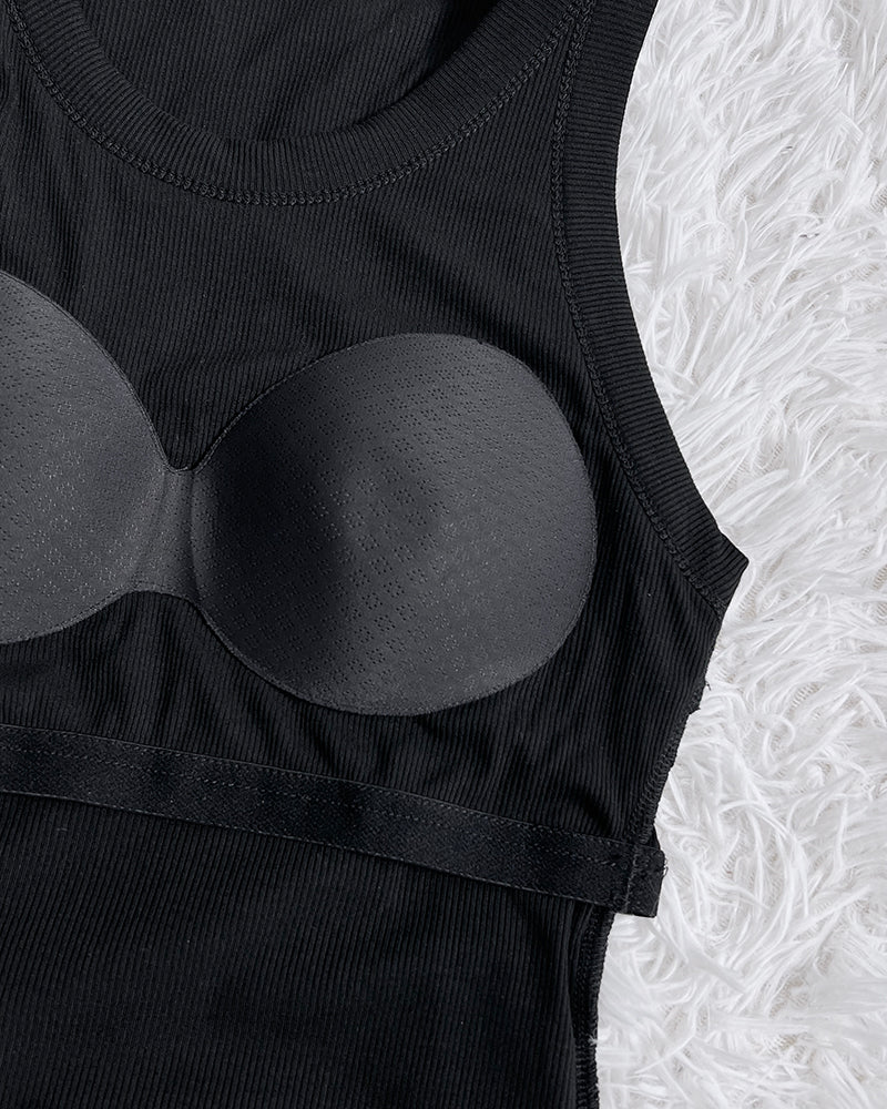 Ribbed Sculpt Tank with Built-In Bra