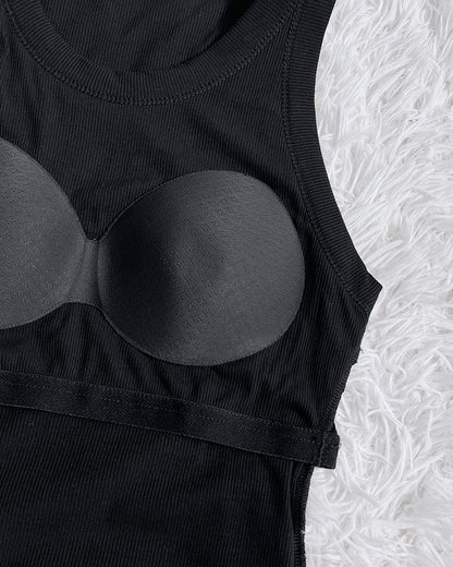 Ribbed Sculpt Tank with Built-In Bra
