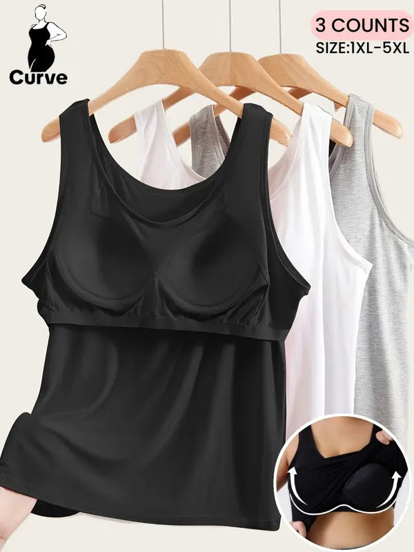 Plus Size Sculpt Tank with Built-In Bra