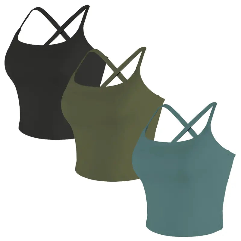 Criss-Cross Adjustable Straps Top with Built-In Bra